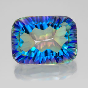 Quartzo místico multicolorido natural 10,14ct, corte esmeralda, VVS-VS