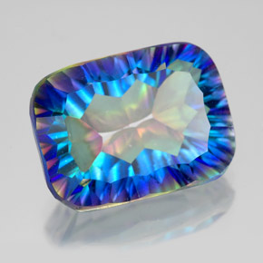 Quartzo místico multicolorido natural 10,14ct, corte esmeralda, VVS-VS