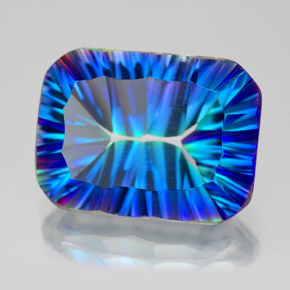 Quartzo místico multicolorido natural 10,49ct, corte esmeralda, VVS