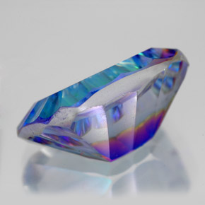 Quartzo místico multicolorido natural 10,49ct, corte esmeralda, VVS