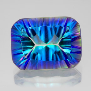 Quartzo místico multicolorido natural 11,18ct, corte esmeralda, VVS-VS