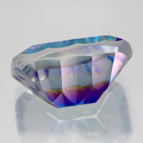 Quartzo místico multicolorido natural 11,18ct, corte esmeralda, VVS-VS