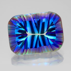 Quartzo místico multicolorido natural 10,10ct, corte esmeralda, VVS-VS