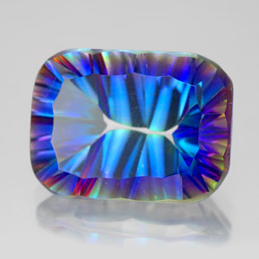 Quartzo místico multicolorido natural 10,10ct, corte esmeralda, VVS-VS