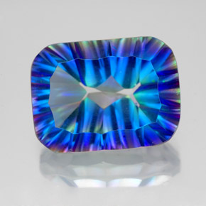 Quartzo místico multicolorido natural 10,76ct, corte esmeralda, VVS-VS