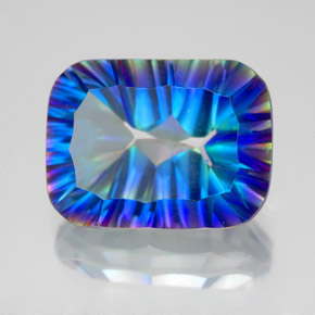 Quartzo místico multicolorido natural 10,76ct, corte esmeralda, VVS-VS