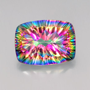 Quartzo místico multicolorido natural 18,37ct, almofada cortada, VVS