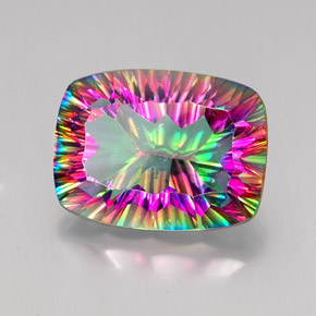 Quartzo místico multicolorido natural 19,28ct, almofada cortada, VVS
