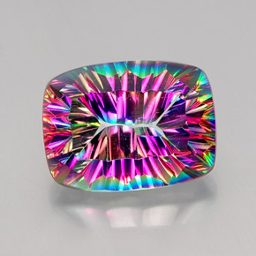 Quartzo Místico Top Rainbow Natural 21.23ct, Almofada cortada, VVS