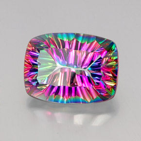 Quartzo Místico Top Rainbow Natural 21.23ct, Almofada cortada, VVS