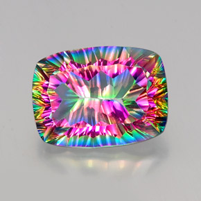 Quartzo Místico Top Rainbow Natural 20.52ct, Almofada cortada, VVS
