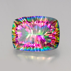 Quartzo Místico Top Rainbow Natural 20.52ct, Almofada cortada, VVS