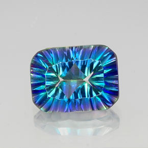 Quartzo místico multicolorido natural 10,52ct, corte esmeralda, VVS