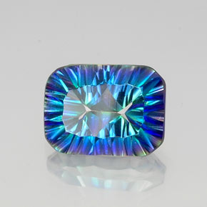 Quartzo místico multicolorido natural 10,52ct, corte esmeralda, VVS