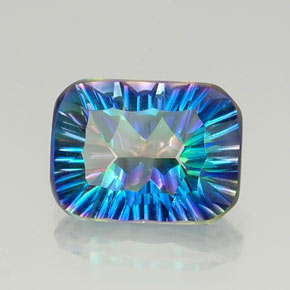 Quartzo místico multicolorido natural 9,71ct, corte esmeralda, VVS