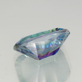 Quartzo místico multicolorido natural 9,71ct, corte esmeralda, VVS