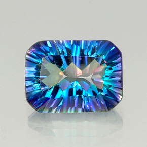 Quartzo místico multicolorido natural 10,19ct, corte esmeralda, VVS-VS