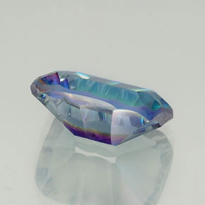 Quartzo místico multicolorido natural 9,69ct, corte esmeralda, VVS