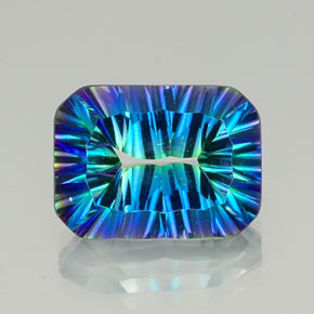 Quartzo místico multicolorido natural 10,66ct, corte esmeralda, VVS-VS