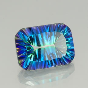 Quartzo místico multicolorido natural 10,66ct, corte esmeralda, VVS-VS