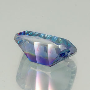 Quartzo místico multicolorido natural 10,66ct, corte esmeralda, VVS-VS