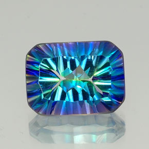 Quartzo místico multicolorido natural 11,51ct, corte esmeralda, VVS