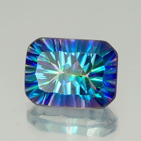 Quartzo místico multicolorido natural 11,51ct, corte esmeralda, VVS