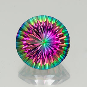 Quartzo místico multicolorido natural 11,54ct, corte redondo, VVS