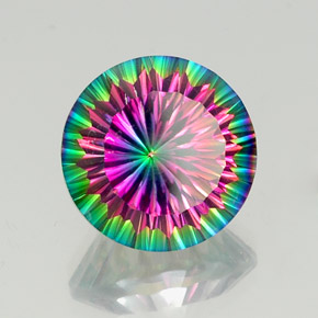 Quartzo místico multicolorido natural 11,54ct, corte redondo, VVS
