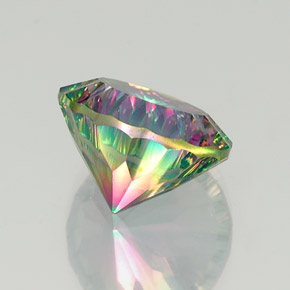 Quartzo místico multicolorido natural 11,54ct, corte redondo, VVS