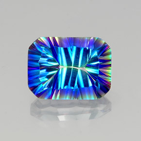 Quartzo místico multicolorido natural 10,64ct, corte esmeralda, VVS