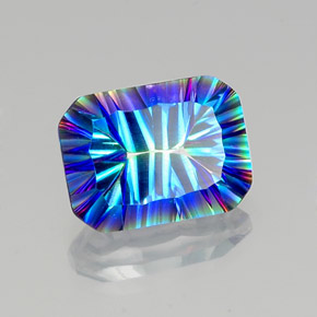 Quartzo místico multicolorido natural 10,64ct, corte esmeralda, VVS
