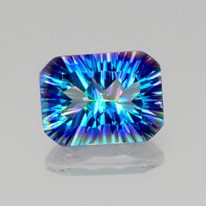Quartzo místico multicolorido natural 10,25ct, corte esmeralda, VVS-VS