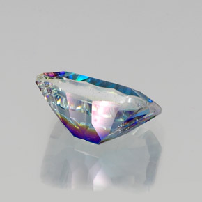 Quartzo místico multicolorido natural 10,25ct, corte esmeralda, VVS-VS