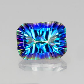 Quartzo místico multicolorido natural 9,86ct, corte esmeralda, VVS-VS
