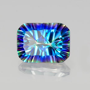 Quartzo místico multicolorido natural 9,86ct, corte esmeralda, VVS-VS