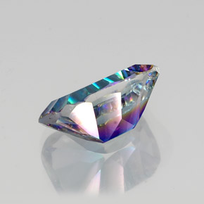 Quartzo místico multicolorido natural 9,86ct, corte esmeralda, VVS-VS