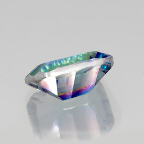 Quartzo místico multicolorido natural 10,23ct, corte esmeralda, VVS-VS