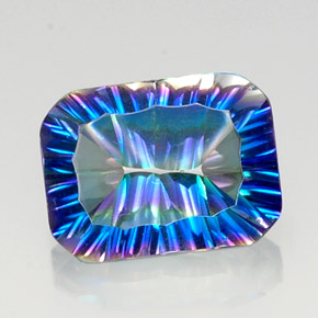 Quartzo místico multicolorido natural 10,00ct, corte esmeralda, VVS