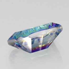 Quartzo místico multicolorido natural 10,00ct, corte esmeralda, VVS