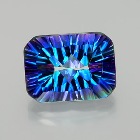 Quartzo místico multicolorido natural 10,52ct, corte esmeralda, VVS