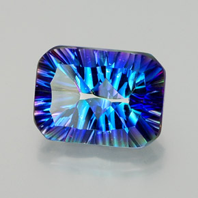 Quartzo místico multicolorido natural 10,52ct, corte esmeralda, VVS