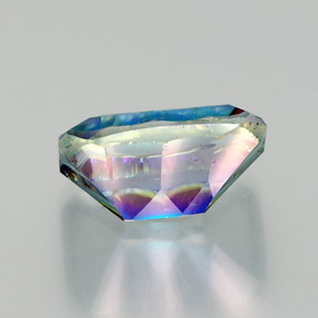 Quartzo místico multicolorido natural 10,52ct, corte esmeralda, VVS