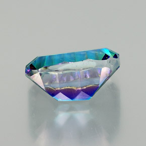 Quartzo místico multicolorido natural 10,75ct, corte esmeralda, VVS-VS
