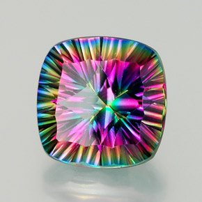 Quartzo místico multicolorido natural 14,82ct, almofada cortada, VVS