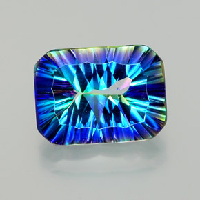 Quartzo místico multicolorido natural 10,42ct, corte esmeralda, VS