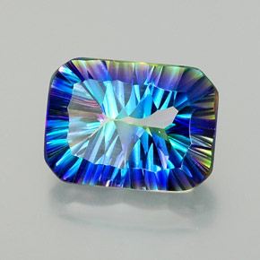 Quartzo místico multicolorido natural 10,42ct, corte esmeralda, VS