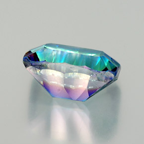 Quartzo místico multicolorido natural 11,25ct, corte esmeralda, VVS-VS