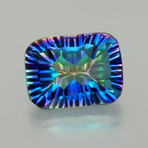 Quartzo místico multicolorido natural 9,47ct, corte esmeralda, VVS-VS