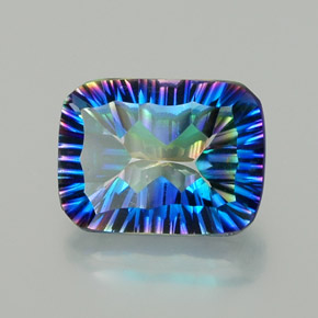 Quartzo místico multicolorido natural 9,47ct, corte esmeralda, VVS-VS